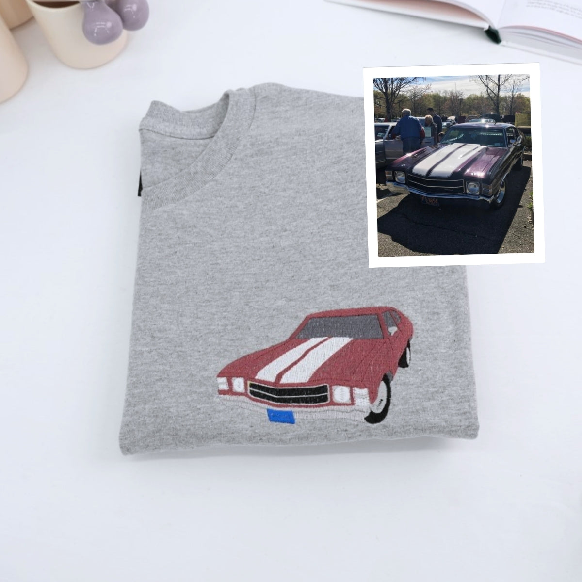 Classic Muscle Car Custom Embroidered T-Shirt - Personalized Vintage Auto Gift