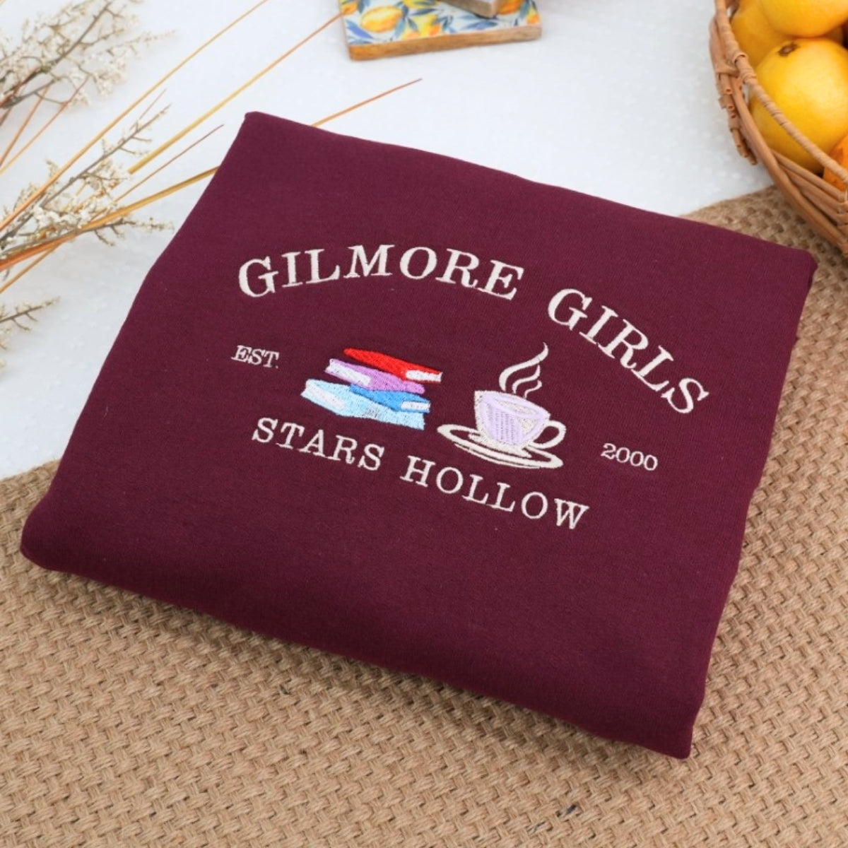 Coffee Books Custom Embroidered Sweatshirt - Personalized Literary Lover Gift