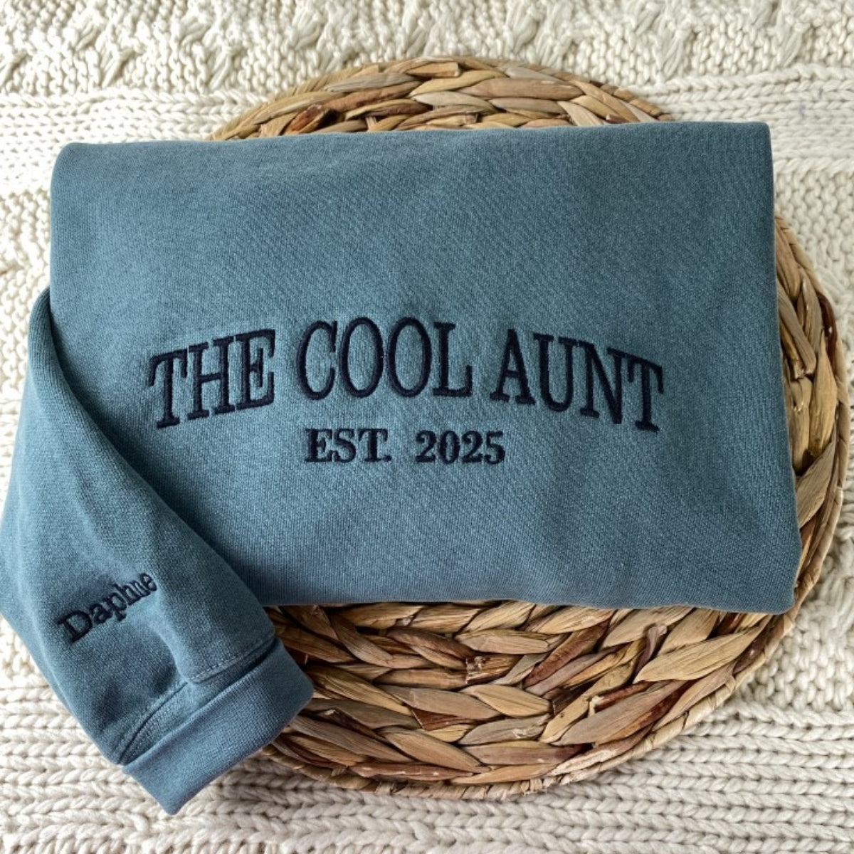 Cool Aunt Club Custom Embroidered Sweatshirt - Personalized Trendy Auntie Gift