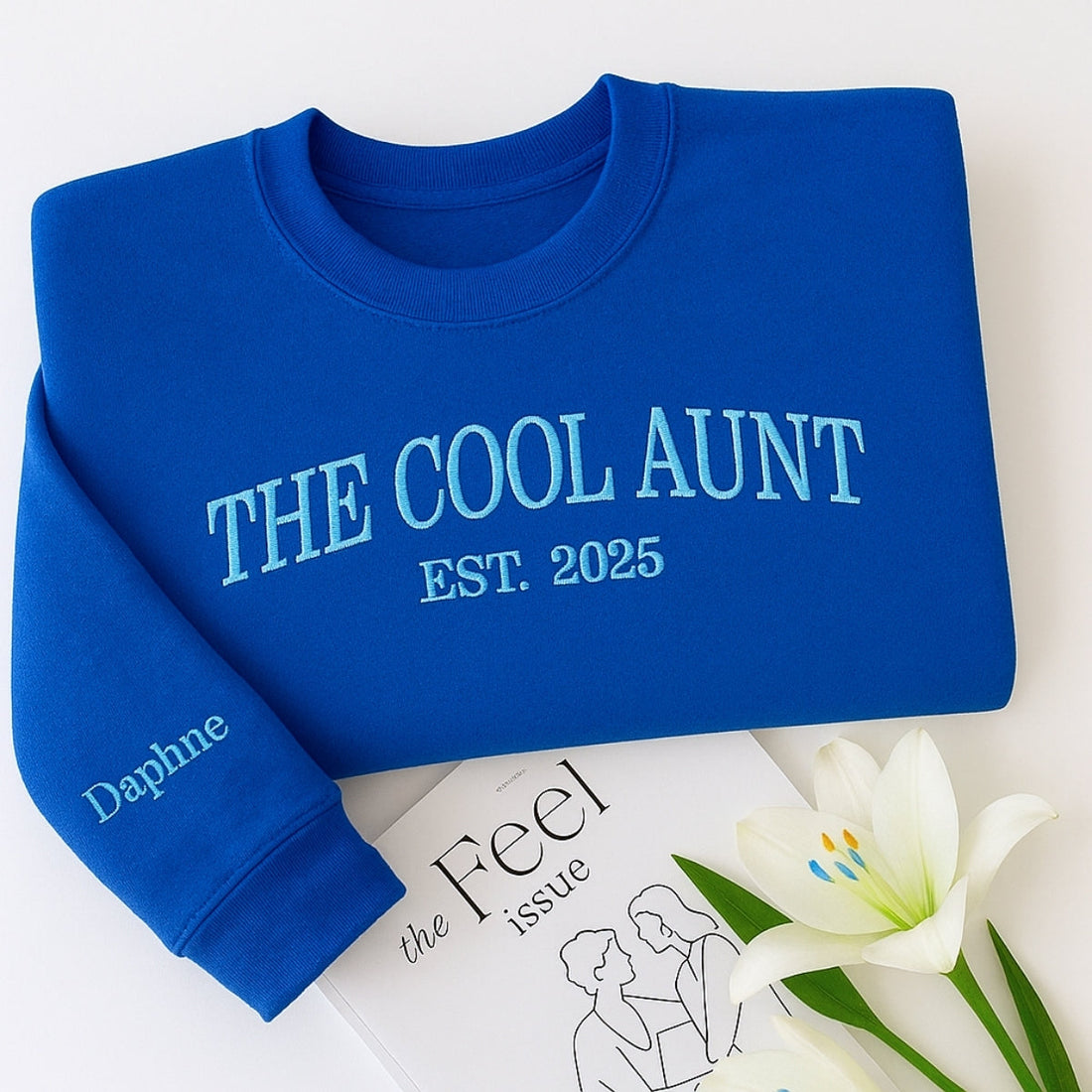 Cool Aunt Custom Embroidered Hoodie - Personalized Trendy Aunt Family Gift