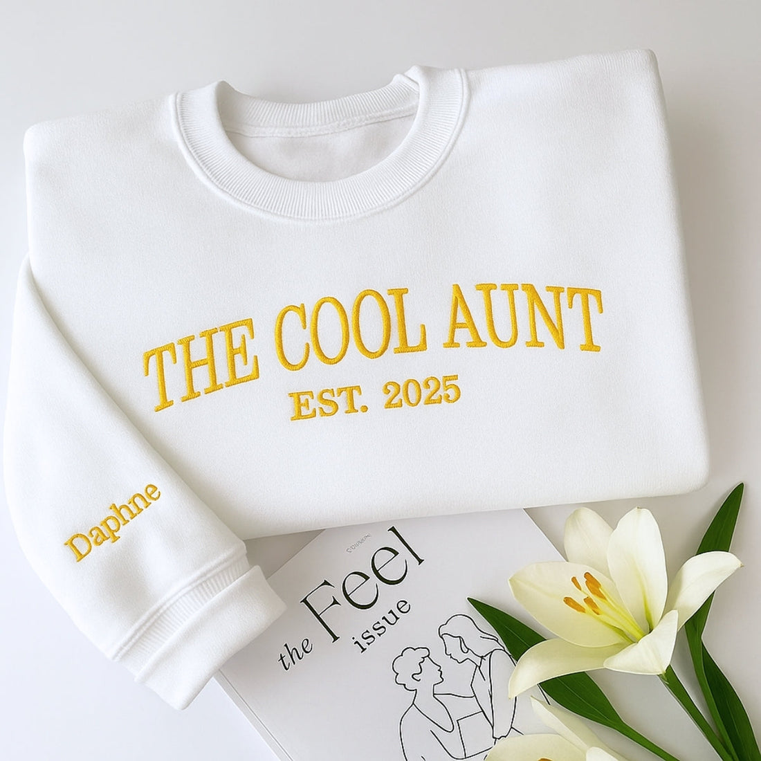 Cool Aunt Custom Embroidered Hoodie - Personalized Trendy Aunt Family Gift