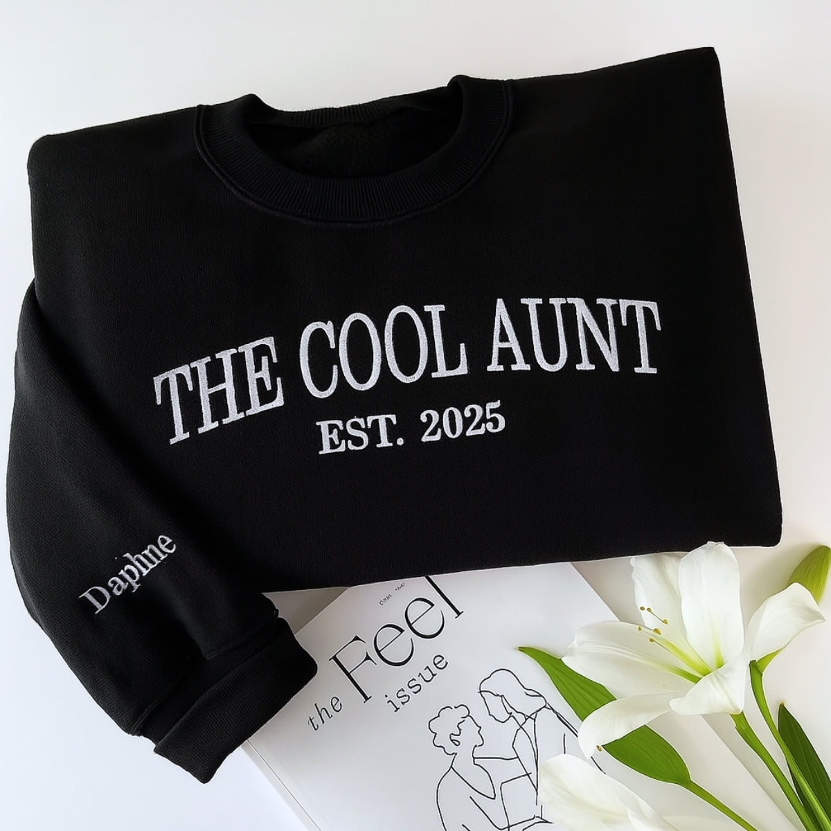 Cool Aunt Custom Embroidered Hoodie - Personalized Trendy Aunt Family Gift