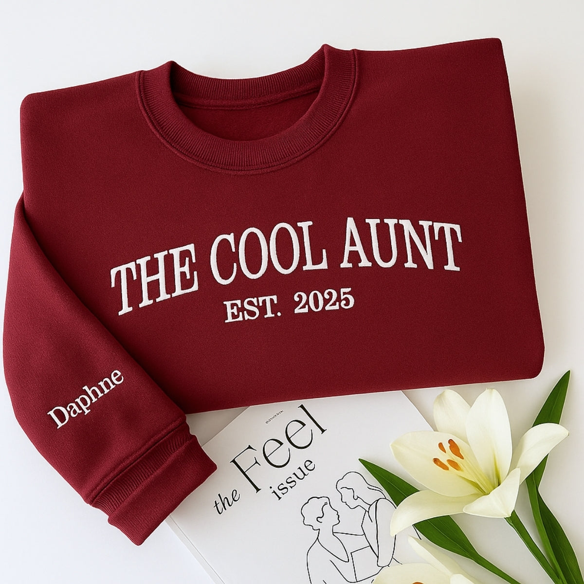 Cool Aunt Custom Embroidered Hoodie - Personalized Trendy Aunt Family Gift