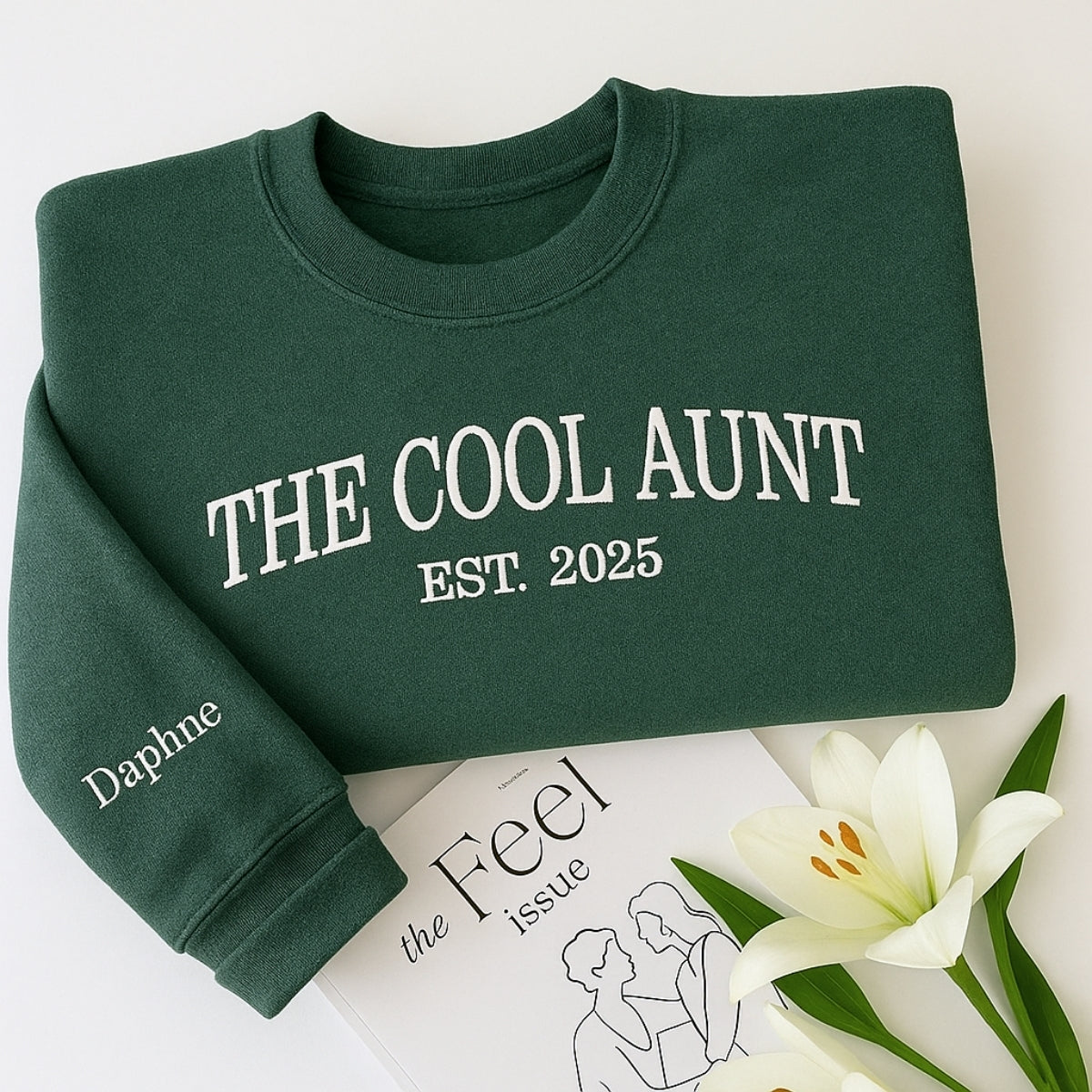 Cool Aunt Custom Embroidered Hoodie - Personalized Trendy Aunt Family Gift