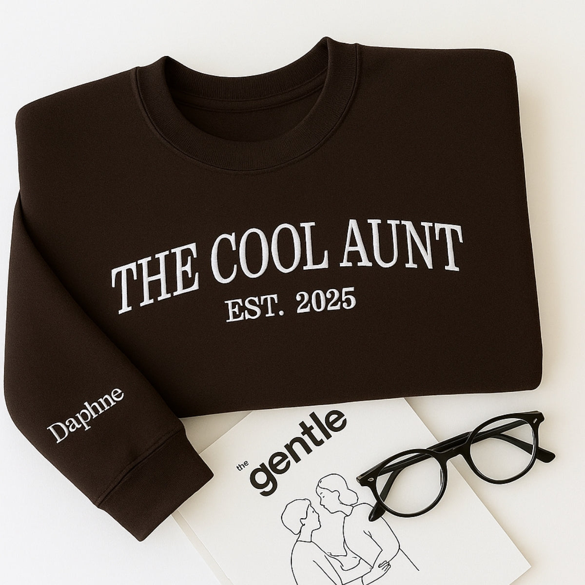Cool Aunt Custom Embroidered Hoodie - Personalized Trendy Aunt Family Gift