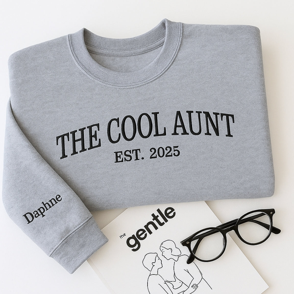 Cool Aunt Custom Embroidered Hoodie - Personalized Trendy Aunt Family Gift