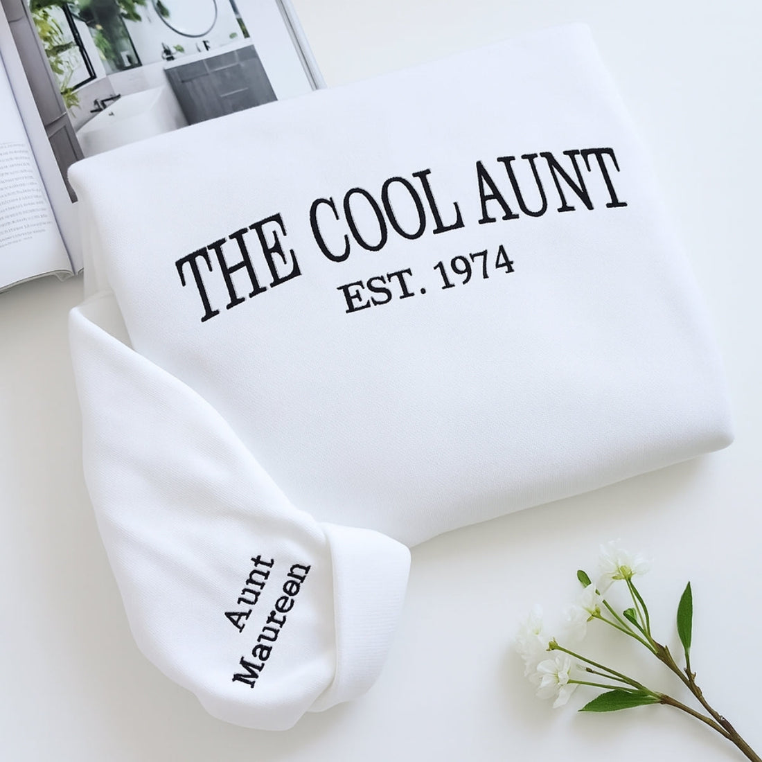 Cool Aunt Custom Embroidered Hoodie - Personalized Trendy Aunt Gift
