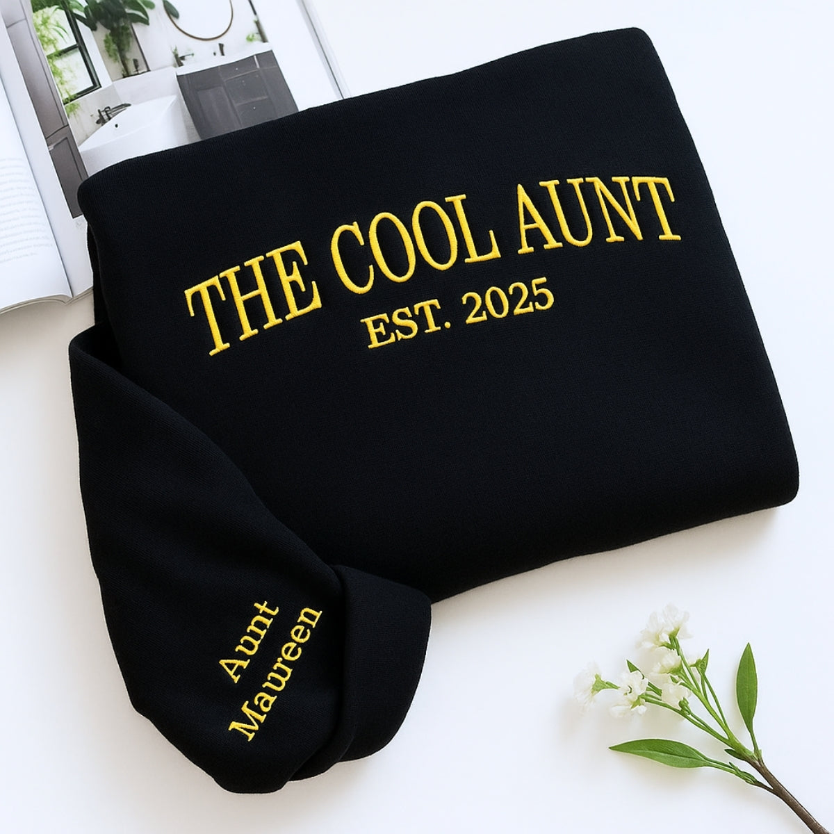 Cool Aunt Custom Embroidered Hoodie - Personalized Trendy Aunt Gift