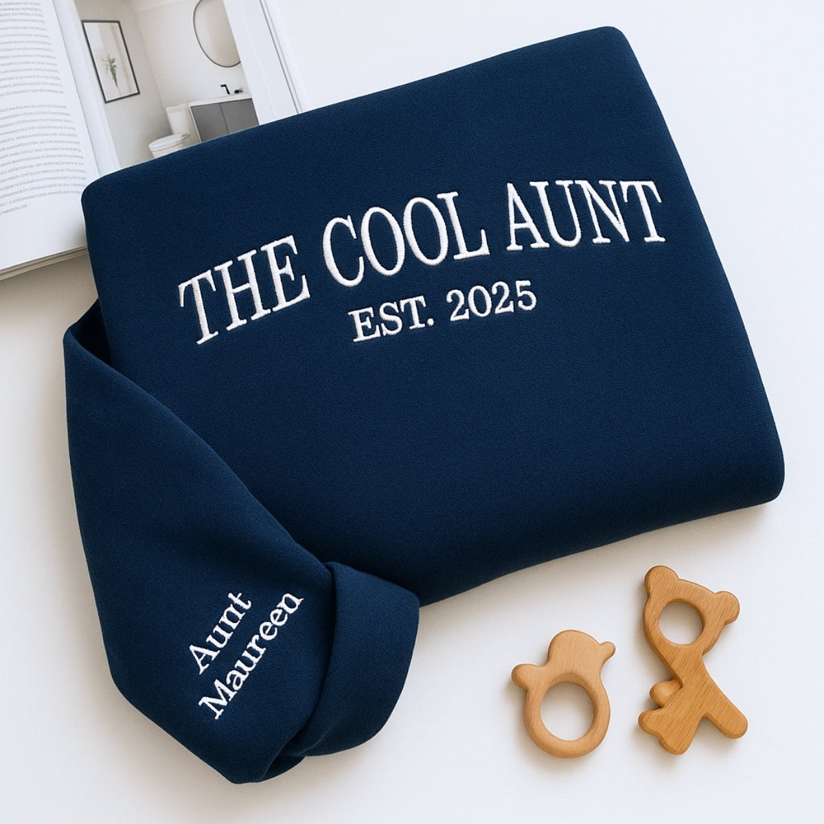 Cool Aunt Custom Embroidered Hoodie - Personalized Trendy Aunt Gift