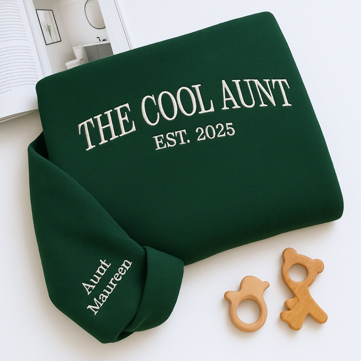 Cool Aunt Custom Embroidered Hoodie - Personalized Trendy Aunt Gift