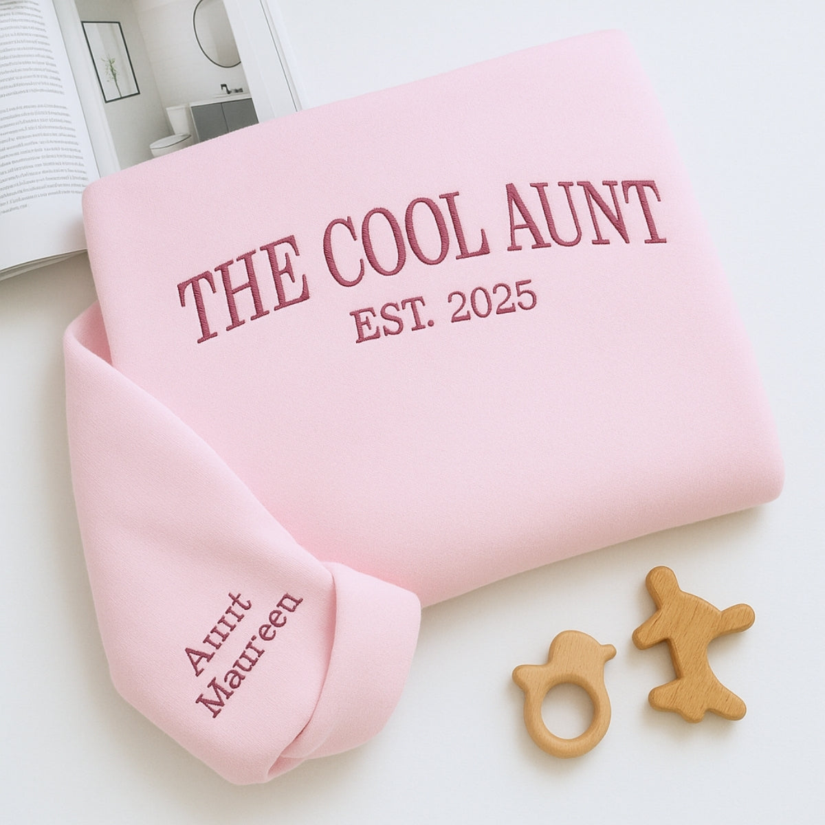 Cool Aunt Custom Embroidered Hoodie - Personalized Trendy Aunt Gift