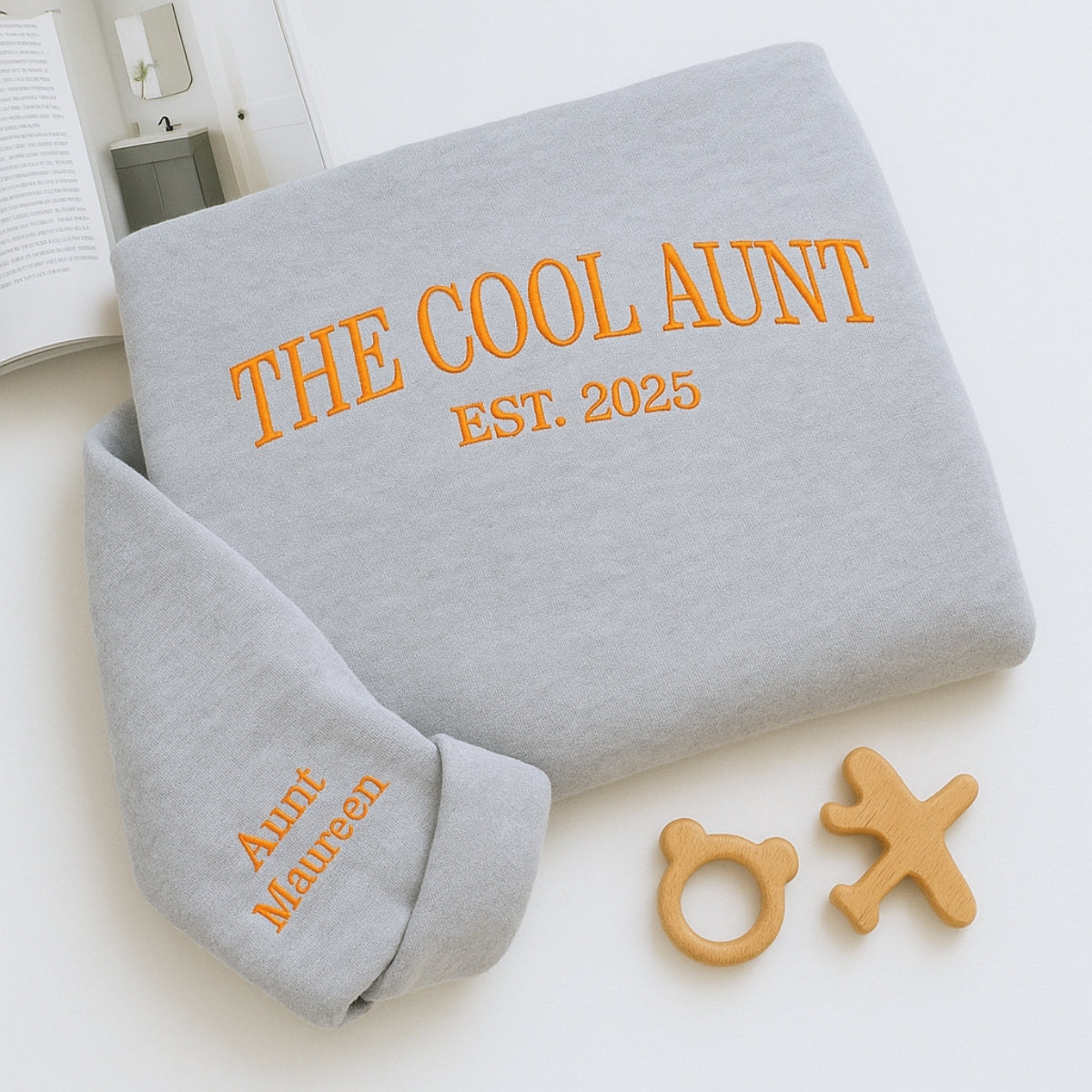 Cool Aunt Custom Embroidered Hoodie - Personalized Trendy Aunt Gift