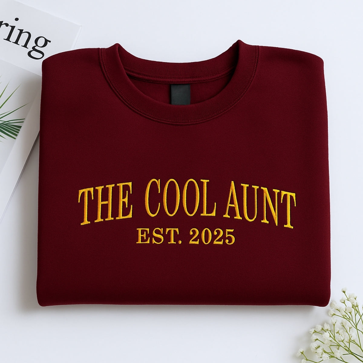 Cool Aunt Custom Embroidered Hoodie - Personalized Trendy Aunt Family Gift 2