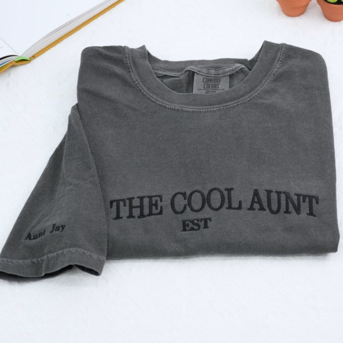 Cool Aunt Custom Embroidered T-Shirt - Personalized Auntie EST Gift