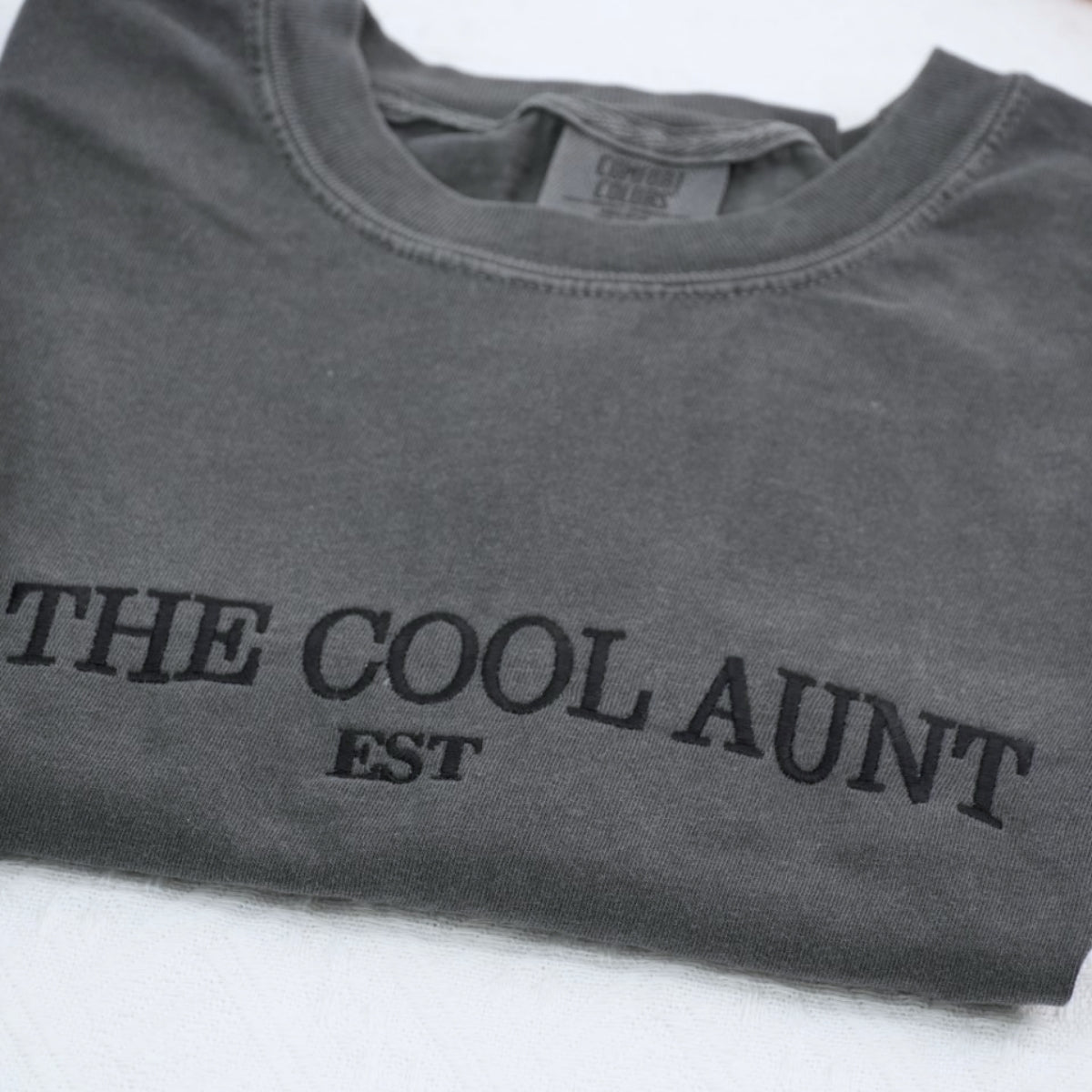 Cool Aunt Custom Embroidered T-Shirt - Personalized Auntie EST Gift