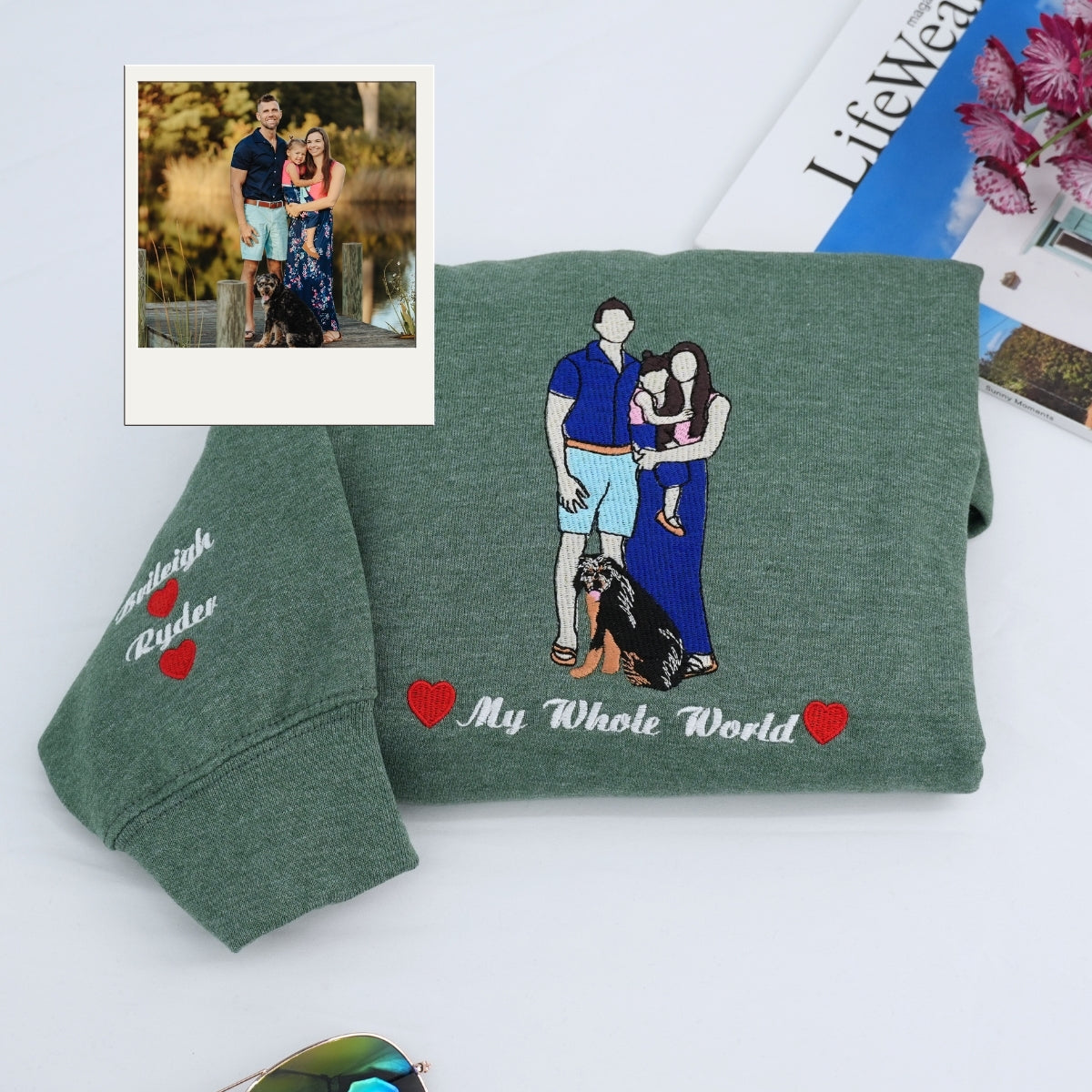 Couple Portrait Custom Embroidered Hoodie - Personalized Sweatshirt Love Gift