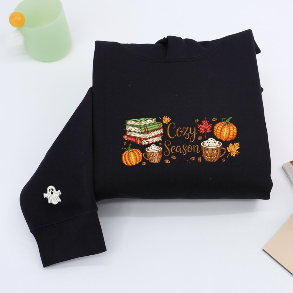 Cozy Season Book Lover Hoodies - Fall Reading Pumpkin Spice Embroidered Sweaters - Perfect Bookish Gift