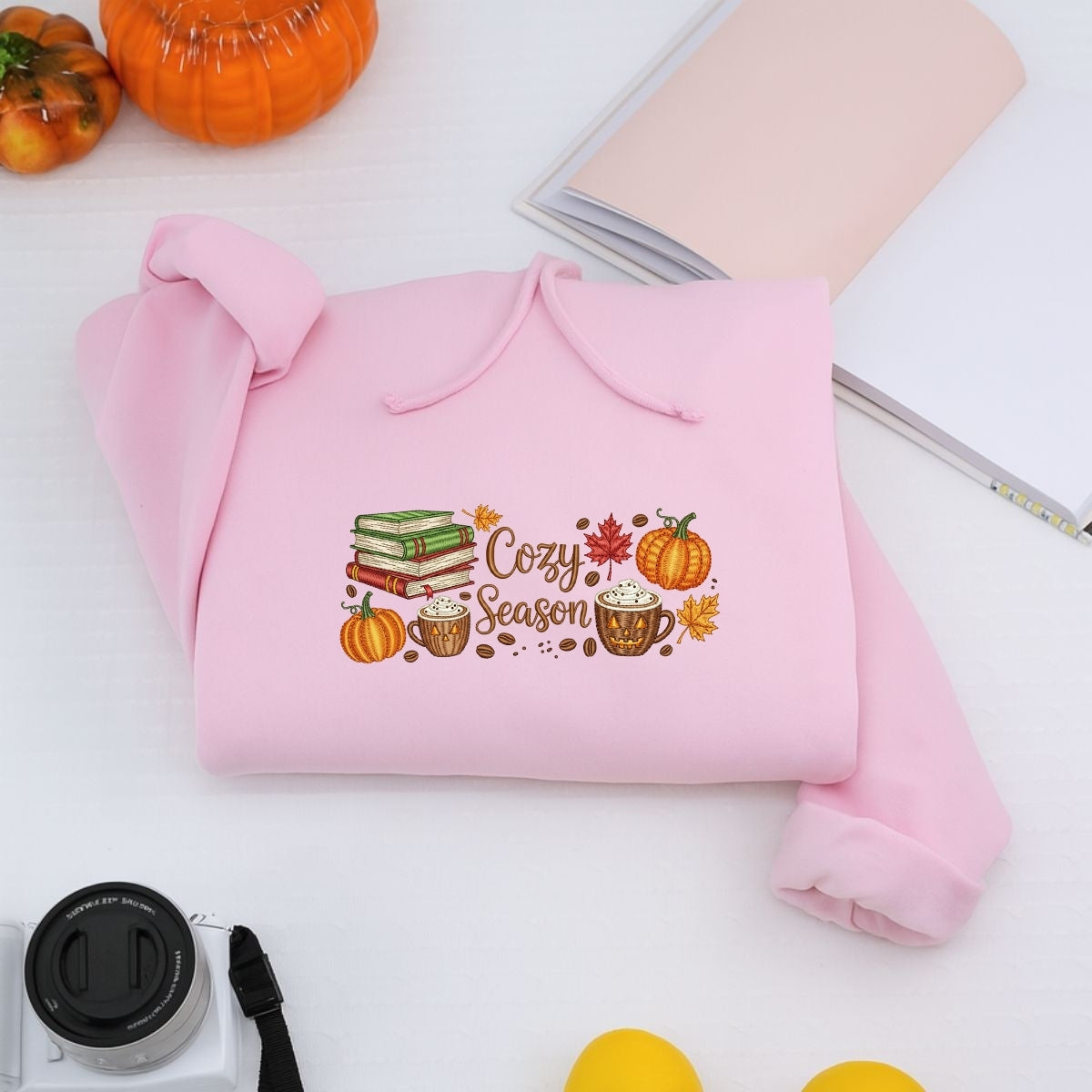 Cozy Season Book Lover Hoodies - Fall Reading Pumpkin Spice Embroidered Sweaters - Perfect Bookish Gift