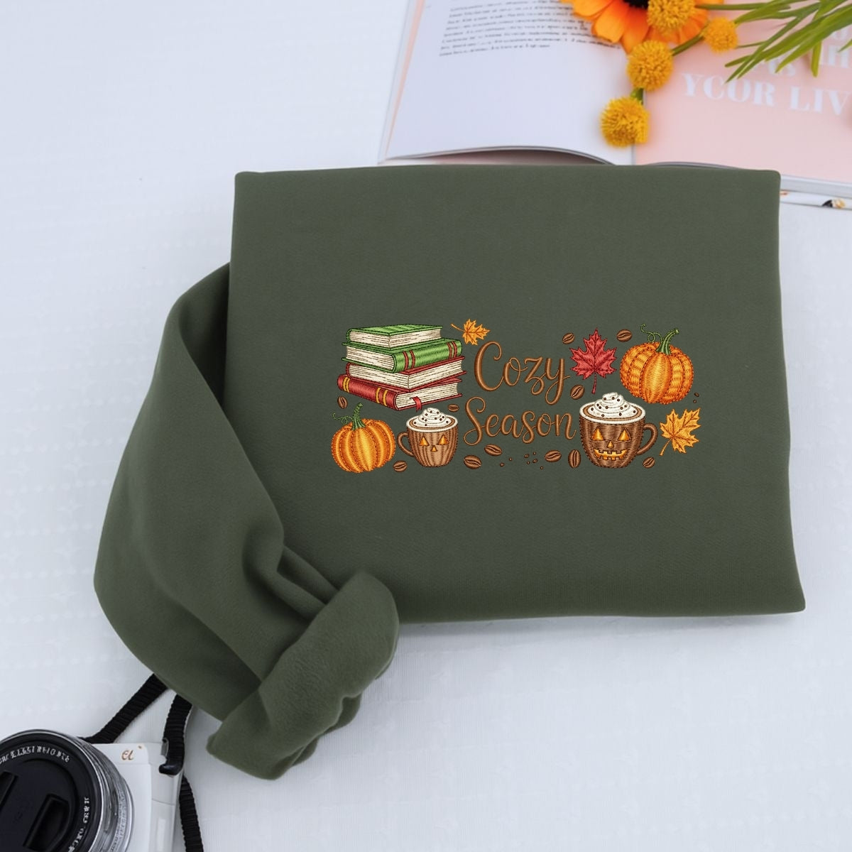Cozy Season Book Lover Hoodies - Fall Reading Pumpkin Spice Embroidered Sweaters - Perfect Bookish Gift