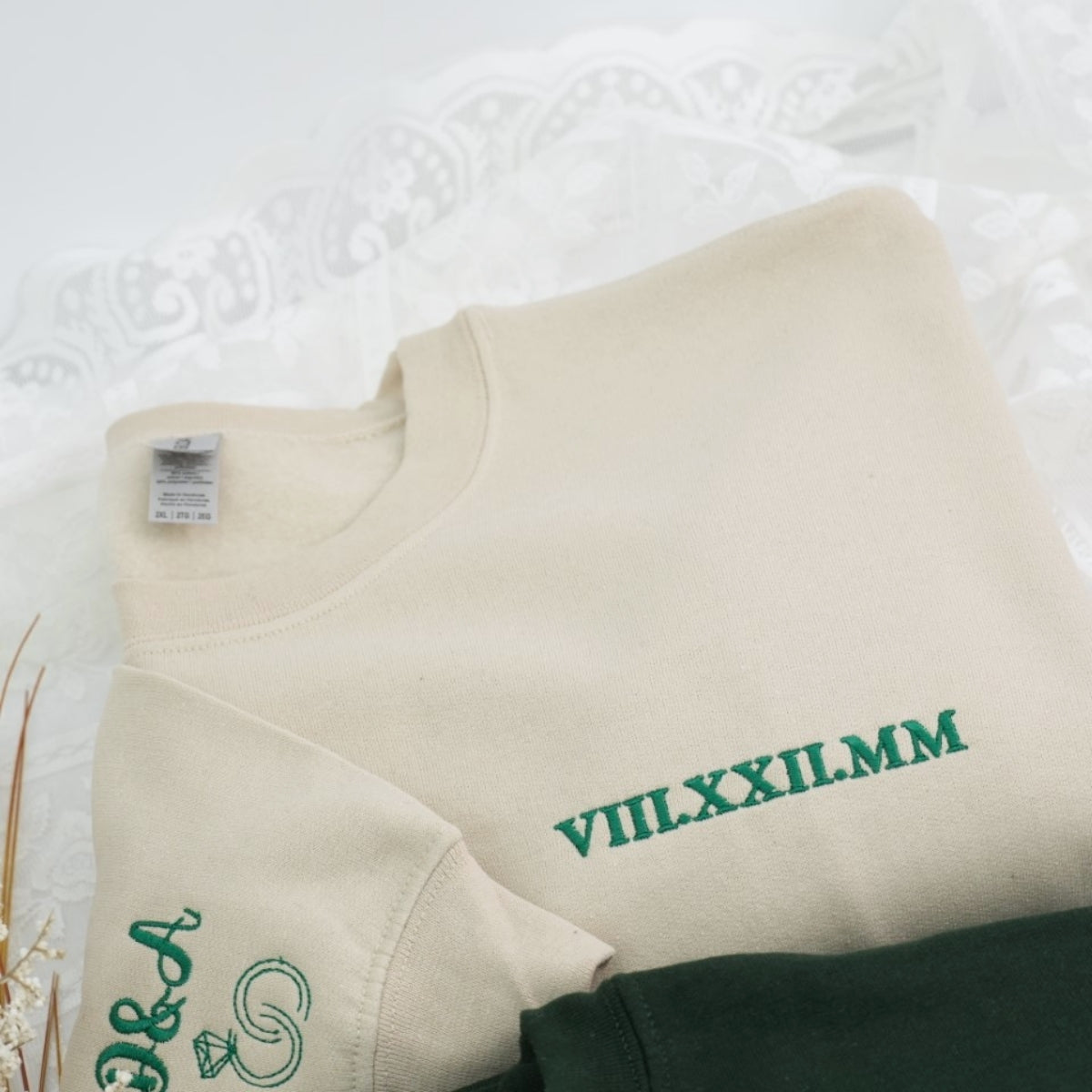 Anniversary Date Custom Embroidered Sweatshirt - Personalized Roman Numeral Couple Gift