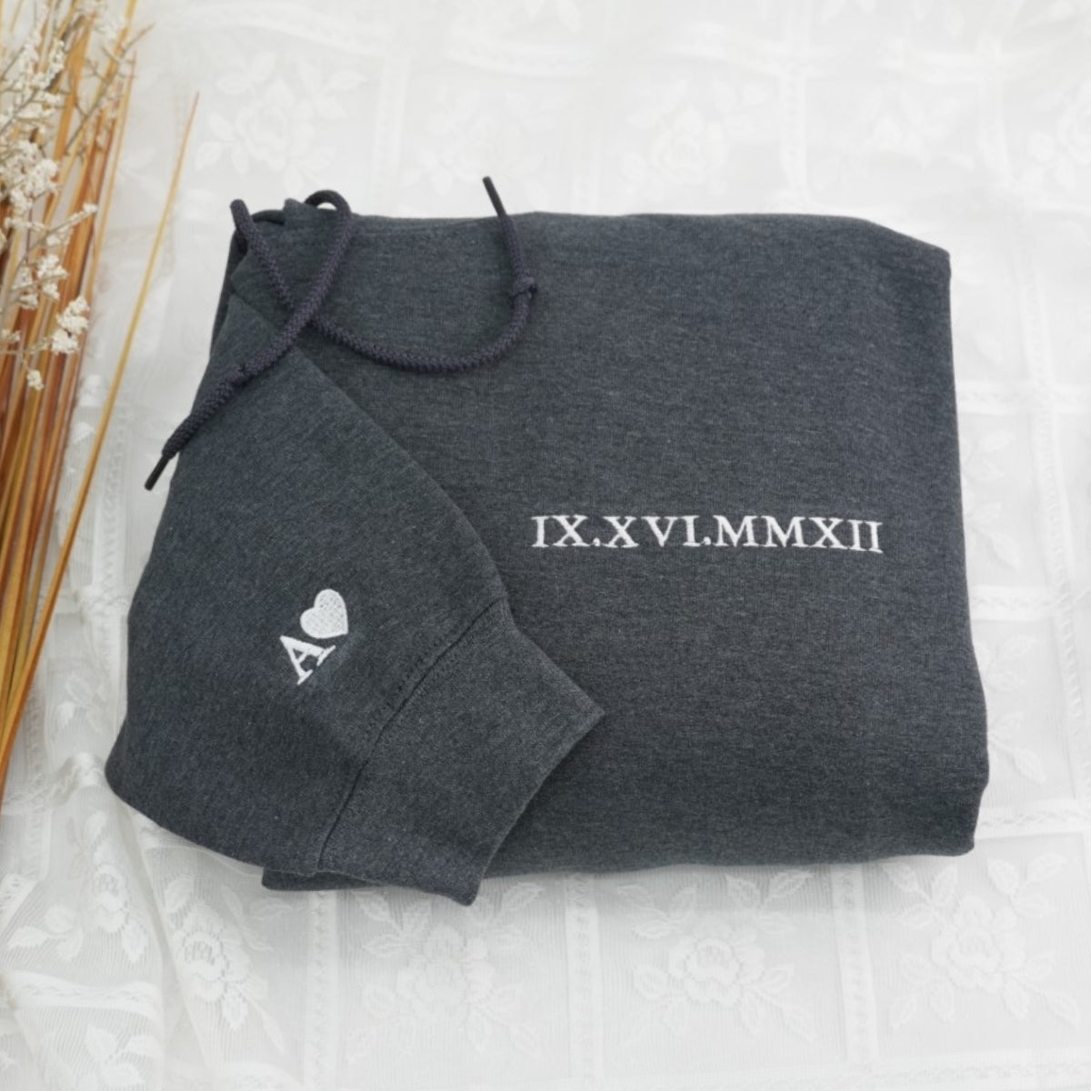 Anniversary Date Custom Embroidered Sweatshirt - Personalized Roman Numeral Couple Gift