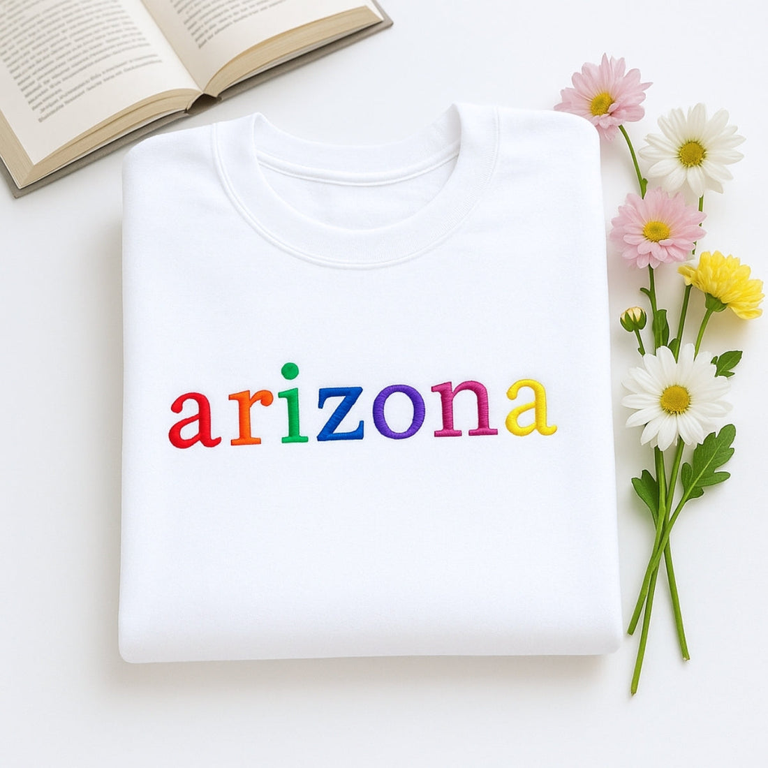 Custom Arizona State Embroidered Sweatshirt - Rainbow Letters Grand Canyon Pride Gift