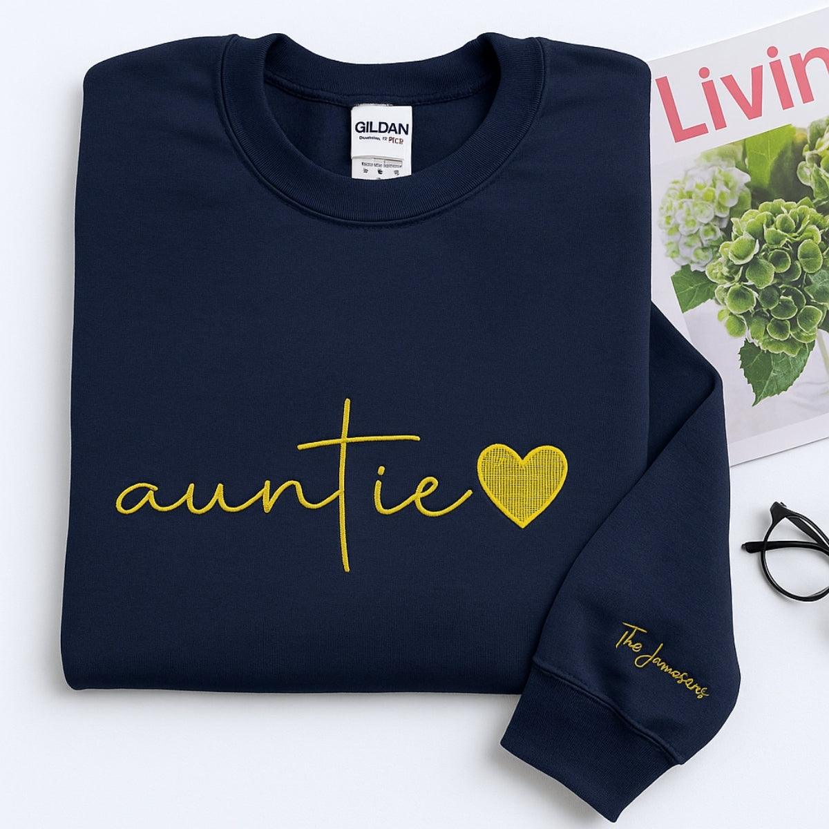 Custom Auntie Embroidered Sweatshirt - Personalized Aunt Hoodie with Niece Name