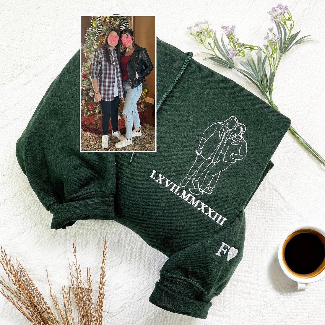 Best Friend Portrait Custom Embroidered Sweatshirt - Personalized Hoodie Photo Gift