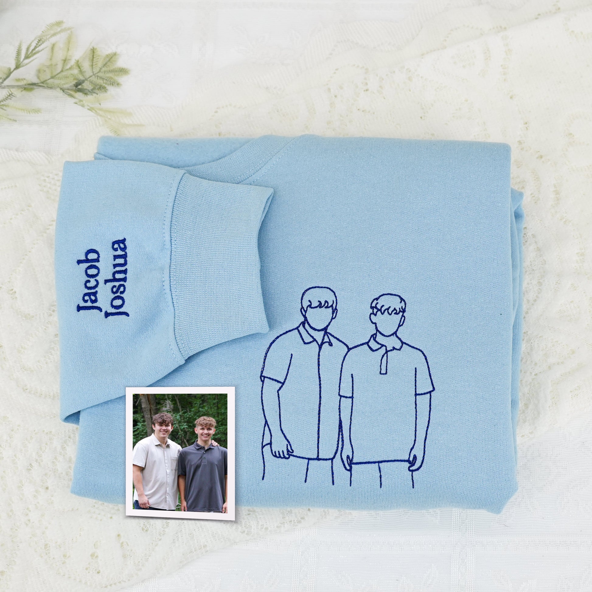 Best Friend Portrait Custom Embroidered Sweatshirt - Personalized Hoodie Photo Gift