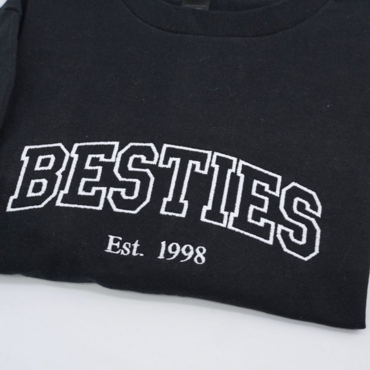Besties Custom Embroidered T-Shirt - Varsity Style Best Friends Personalized Gift