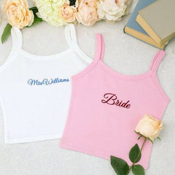 Bride Custom Embroidered Tank Top - Personalized Bridal Party Bachelorette Gift