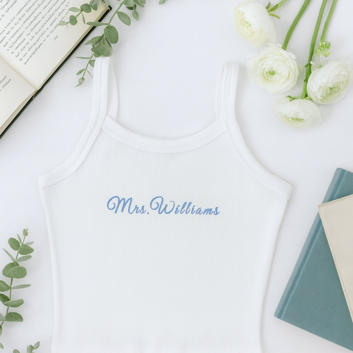 Bride Custom Embroidered Tank Top - Personalized Bridal Party Bachelorette Gift