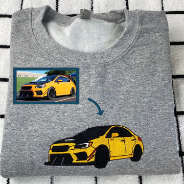 Car Portrait Custom Embroidered Hoodie - Vehicle Sweatshirt - Car Enthusiast Gift