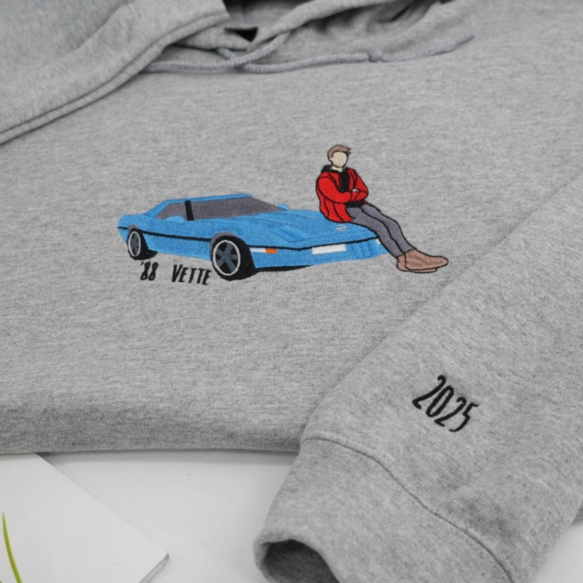 Custom Car Portrait Embroidered Sweatshirt - Personalized Text Hoodie - Car Lover Gift