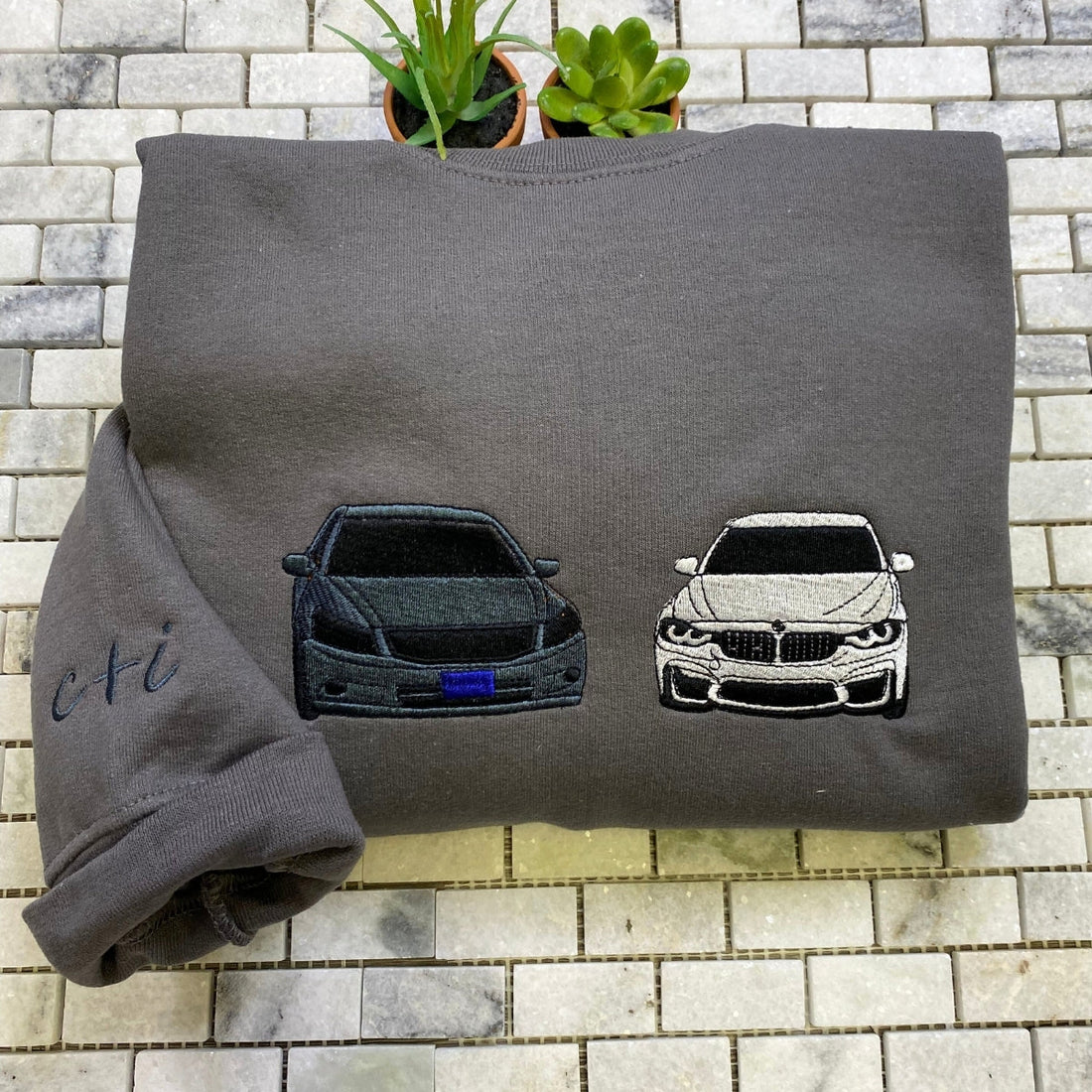 Custom Car Portrait Embroidered Hoodie - Automotive Enthusiast - Personalized Car Guy Gift