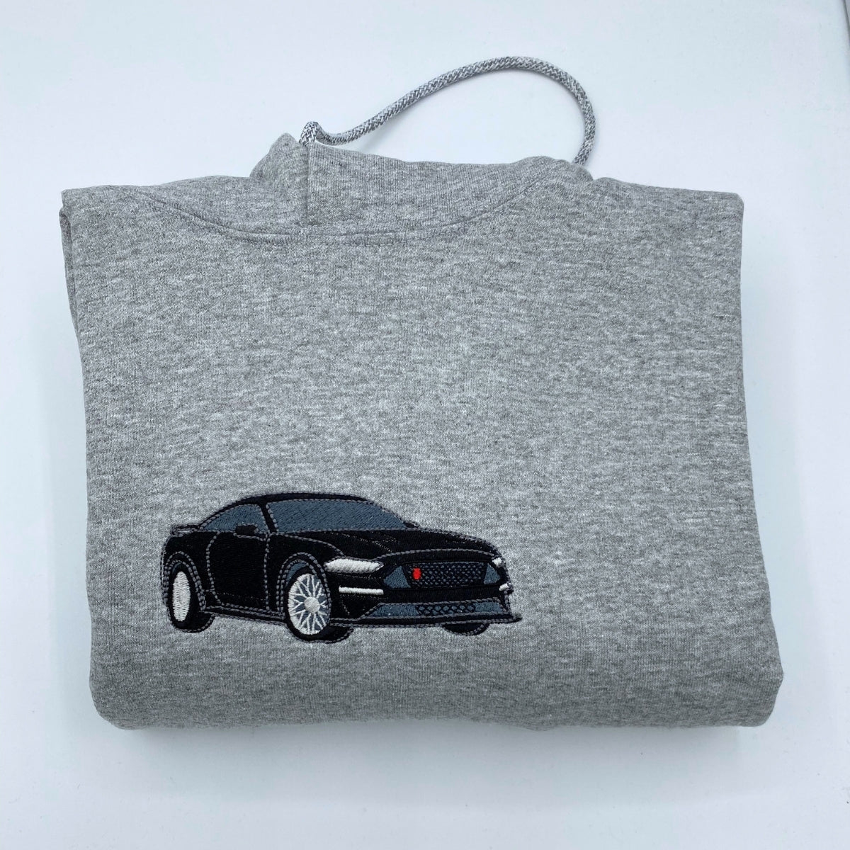 Custom Car Portrait Embroidered Hoodie - Automotive Enthusiast - Personalized Car Guy Gift