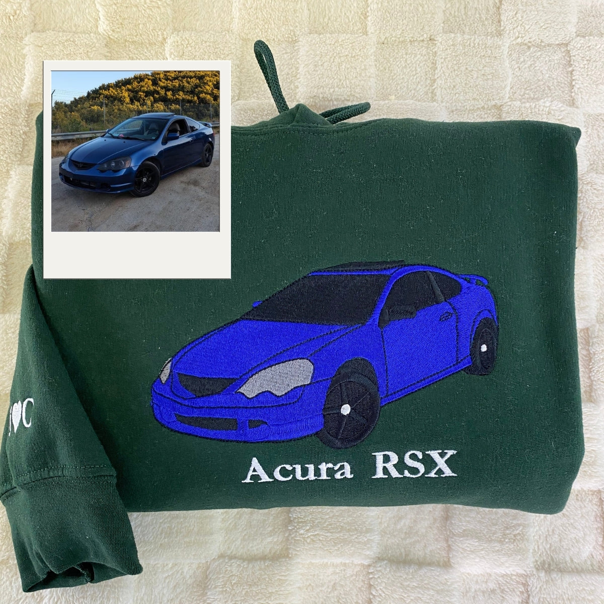 Custom Car Photo Embroidered Hoodie - Automotive Sweatshirt - Personalized Car Lover Gift