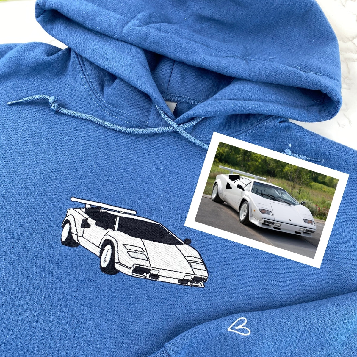 Custom Car Photo Embroidered Hoodie - Automotive Sweatshirt - Personalized Car Lover Gift