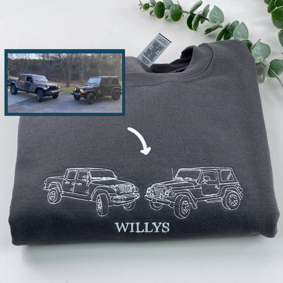 Custom Car Line Art Embroidered Sweatshirt - Minimalist Vehicle Hoodie - Car Enthusiast Gift