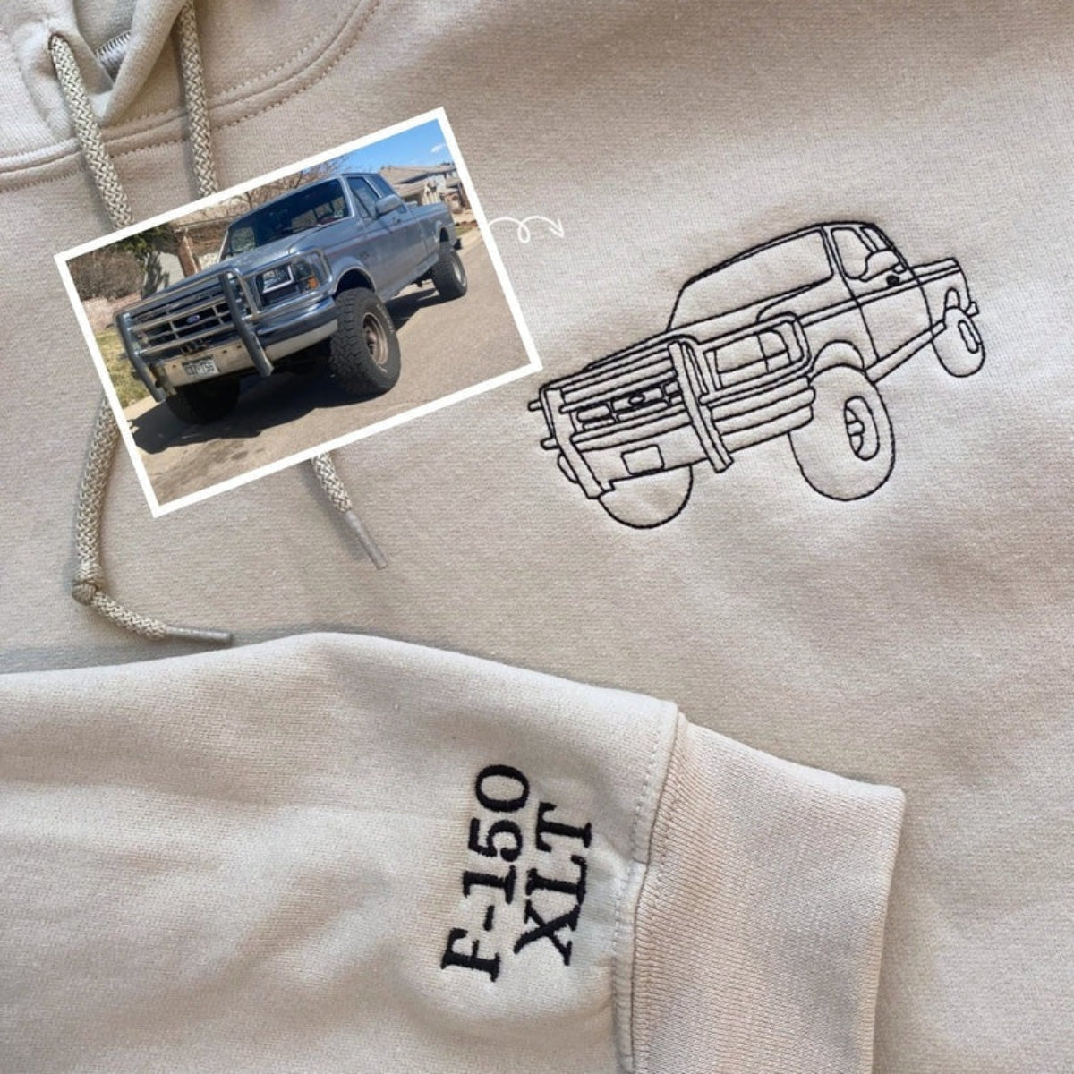 Custom Car Line Art Embroidered Sweatshirt - Minimalist Vehicle Hoodie - Car Enthusiast Gift