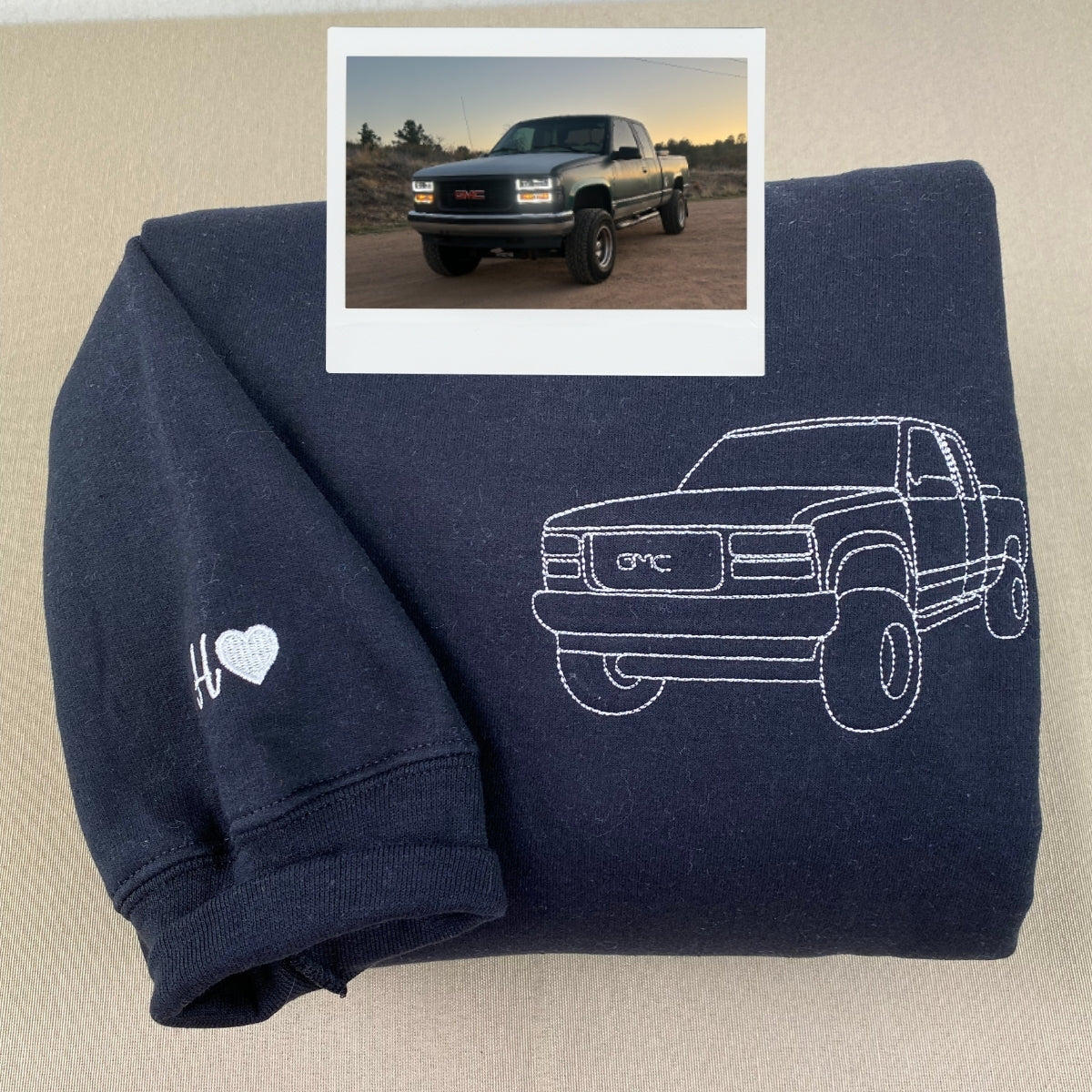 Custom Car Line Art Embroidered Hoodie - Automotive Sweatshirt - Personalized Car Enthusiast Gift