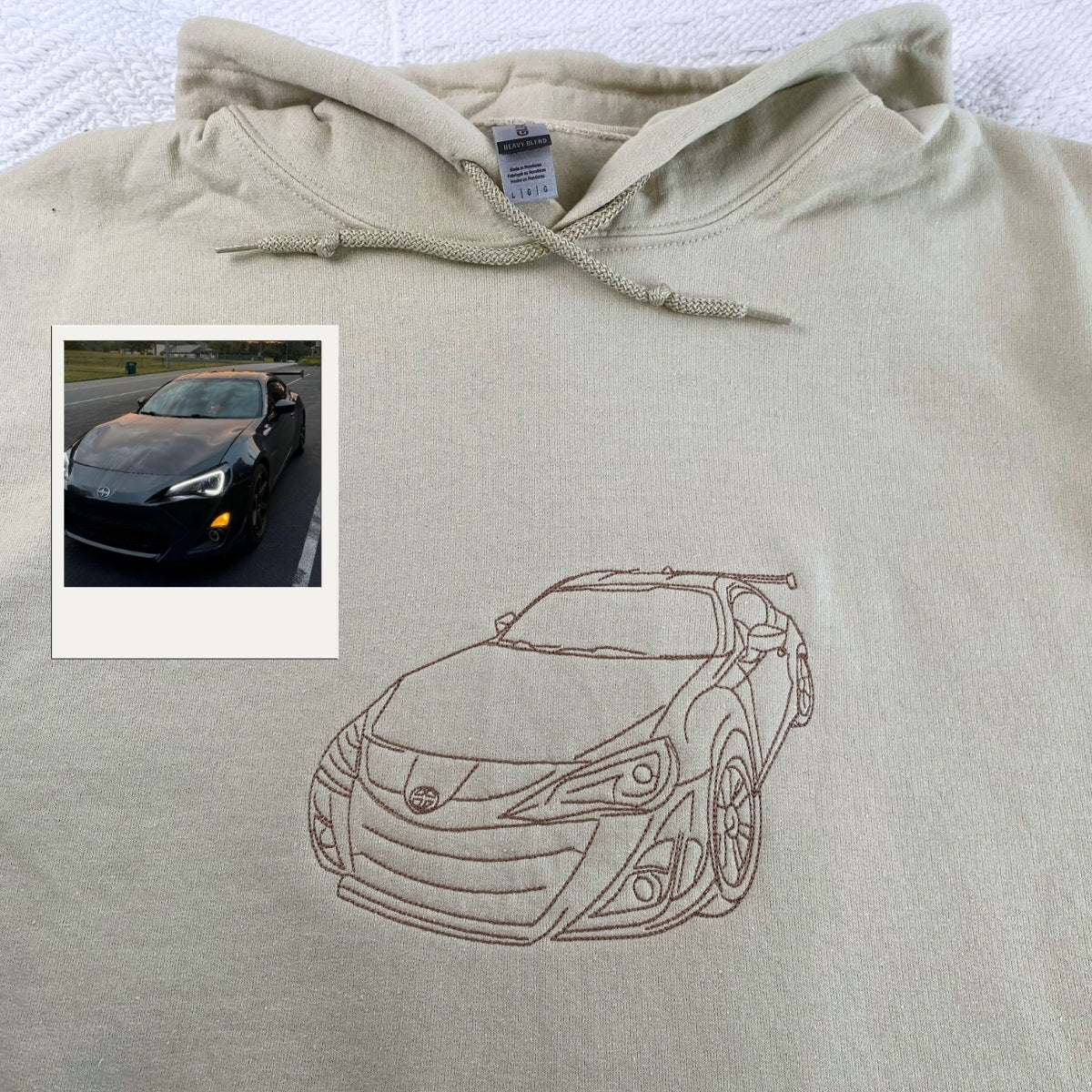Custom Car Line Art Embroidered Hoodie - Automotive Sweatshirt - Personalized Car Enthusiast Gift