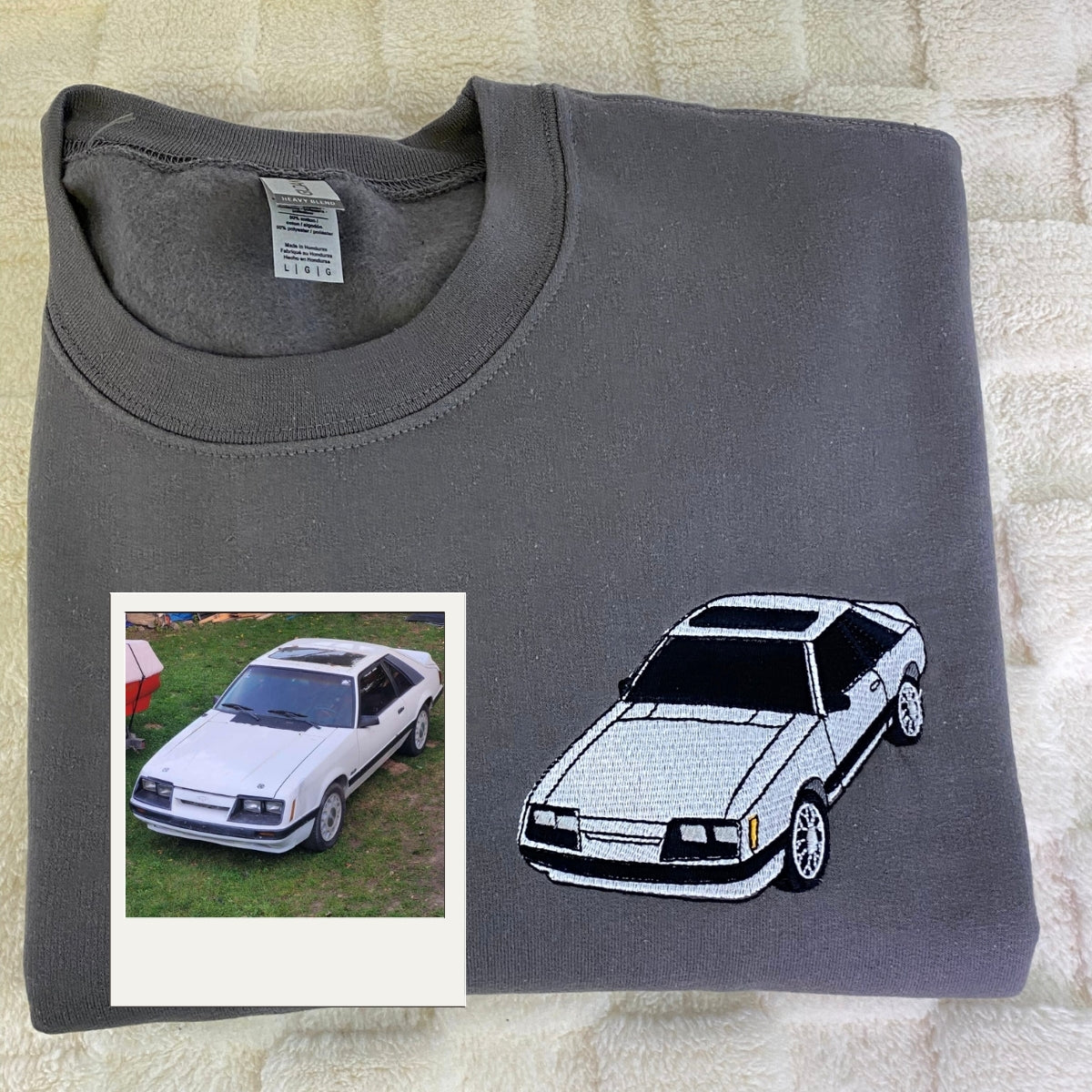 Custom Car Portrait Embroidered Hoodie - Automotive Sweatshirt - Personalized Car Enthusiast Gift