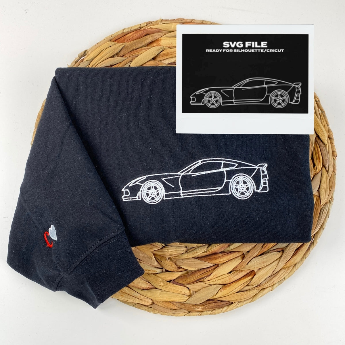 Custom Car Portrait Embroidered Hoodie - Car Line Art Sweatshirt - Personalized Car Lover Gift