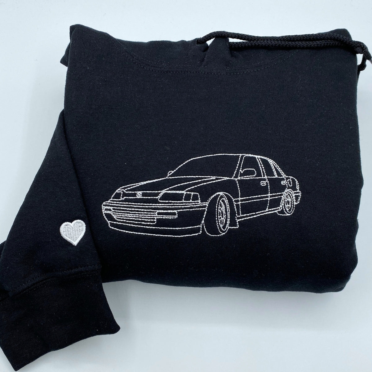 Custom Car Portrait Embroidered Hoodie - Car Line Art Sweatshirt - Personalized Car Lover Gift
