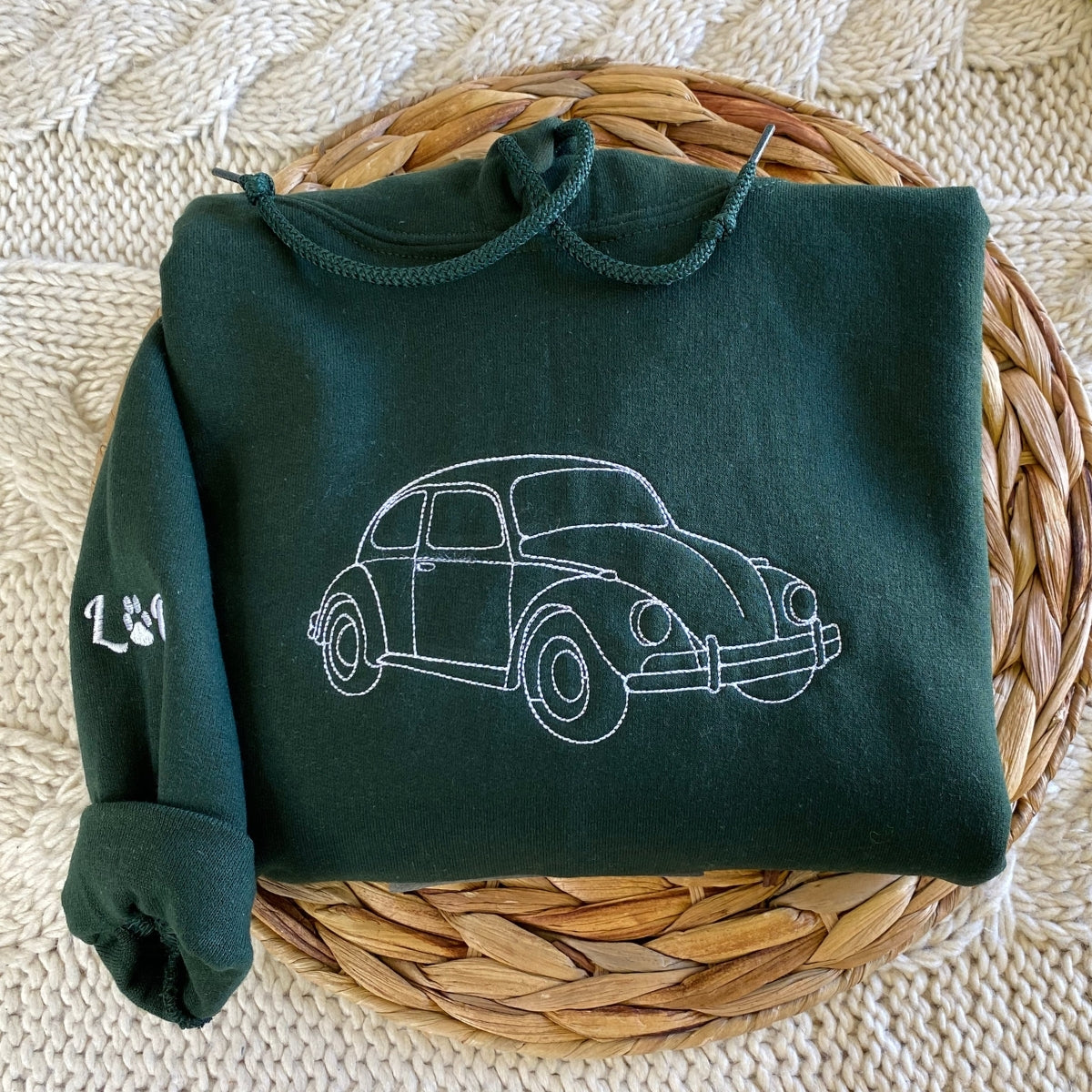 Custom Car Portrait Embroidered Hoodie - Car Line Art Sweatshirt - Personalized Car Lover Gift