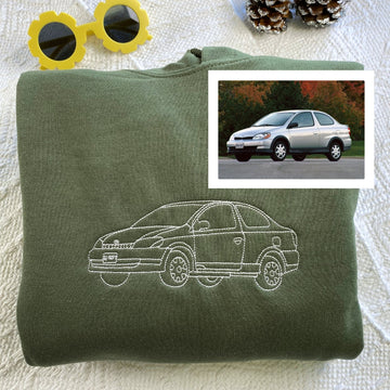 Custom Car Portrait Embroidered Hoodie - Vehicle Line Art Sweatshirt - Automotive Enthusiast Gift