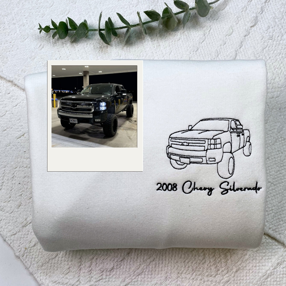 Custom Car Portrait Embroidered Hoodie - Vehicle Line Art Sweatshirt - Automotive Enthusiast Gift