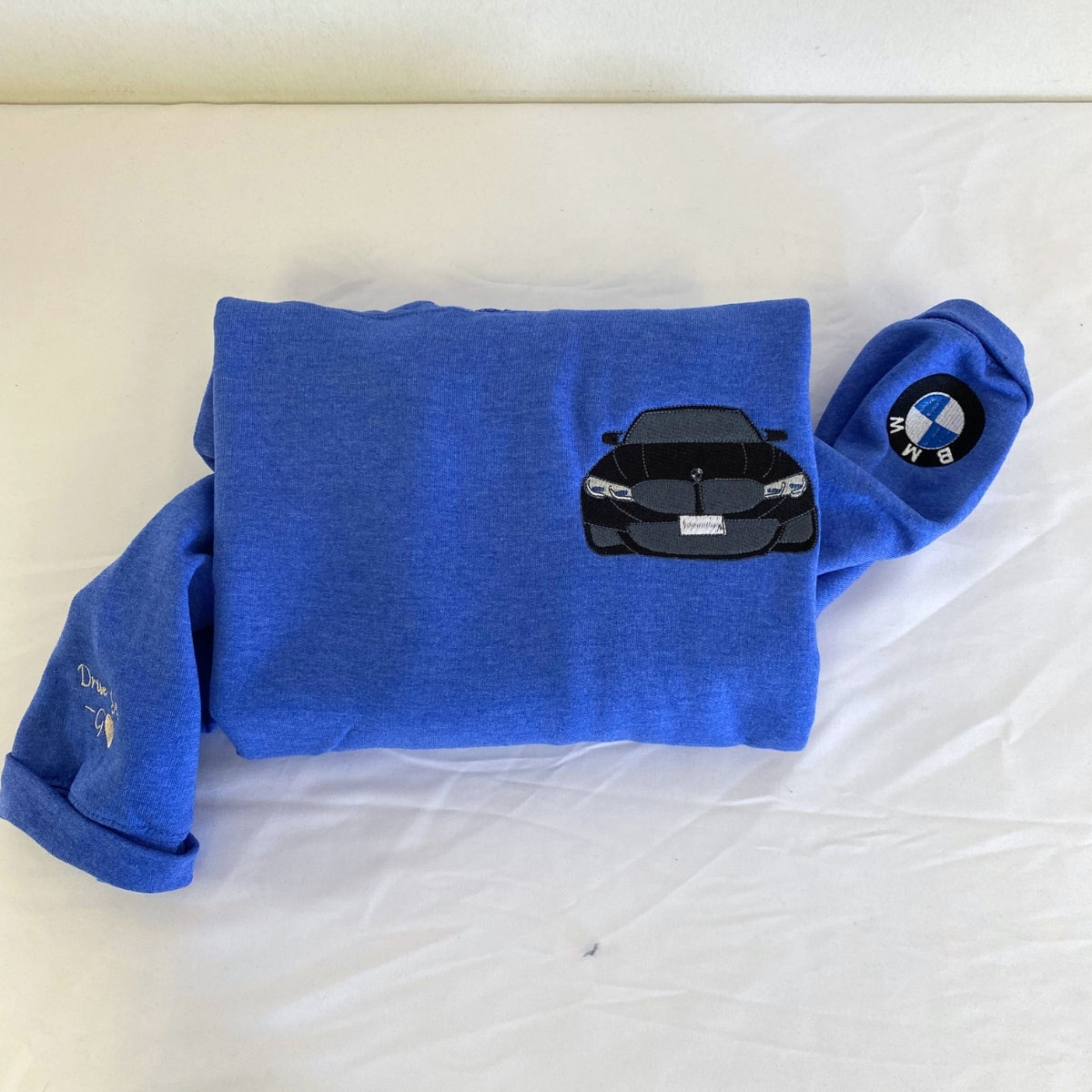 Custom Car Portrait Embroidered Hoodie - Personalized Vehicle Sweatshirt with Text
