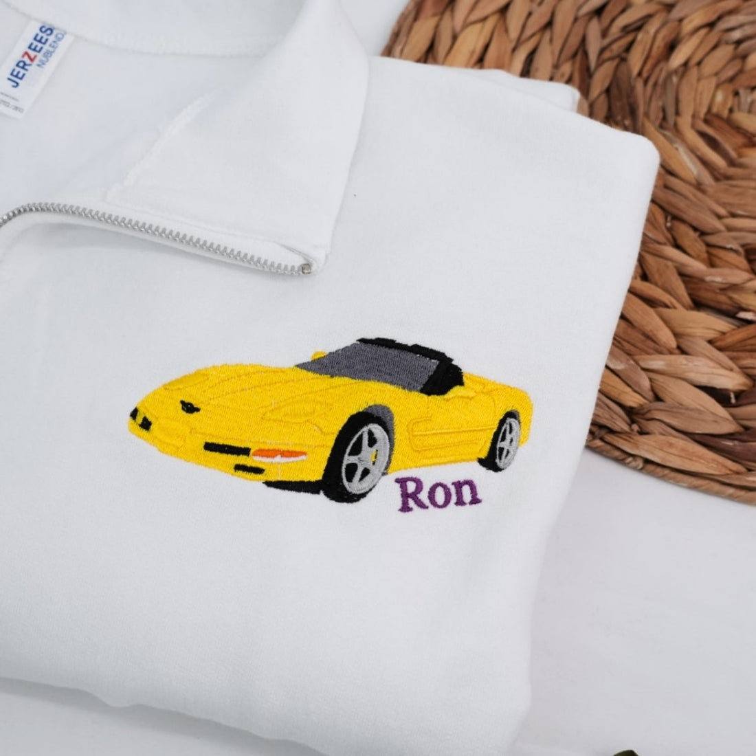 Custom Car Embroidered Quarter Zip - Personalized Sports Car Sweatshirt - Car Enthusiast Gift